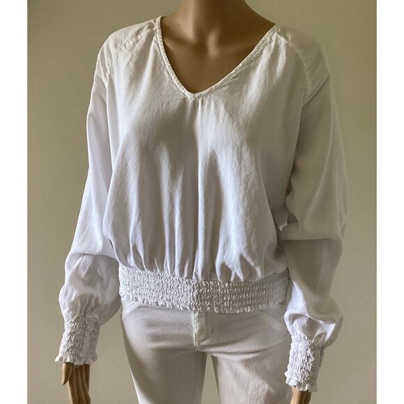 Cloth & Stone Long-Sleeve Shirred Blouse L - Picture 2 of 6